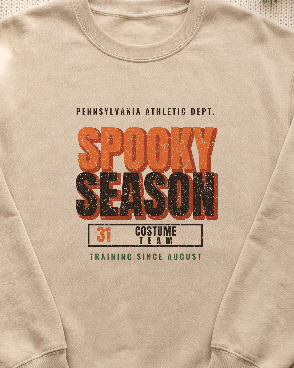 Pennsylvania Spooky Season Athletic Dept. Crewneck Sweatshirt (close-up)