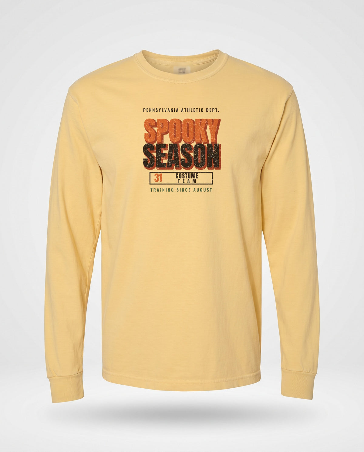 Pennsylvania Spooky Season Athletic Dept. Long Sleeve Tee — Butter (mockup)