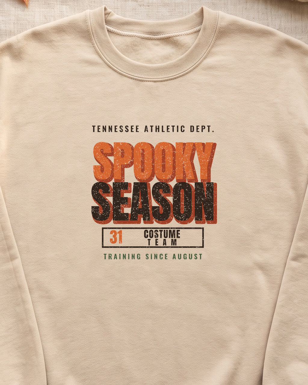 Tennessee Spooky Season Athletic Dept. Crewneck Sweatshirt (close-up)