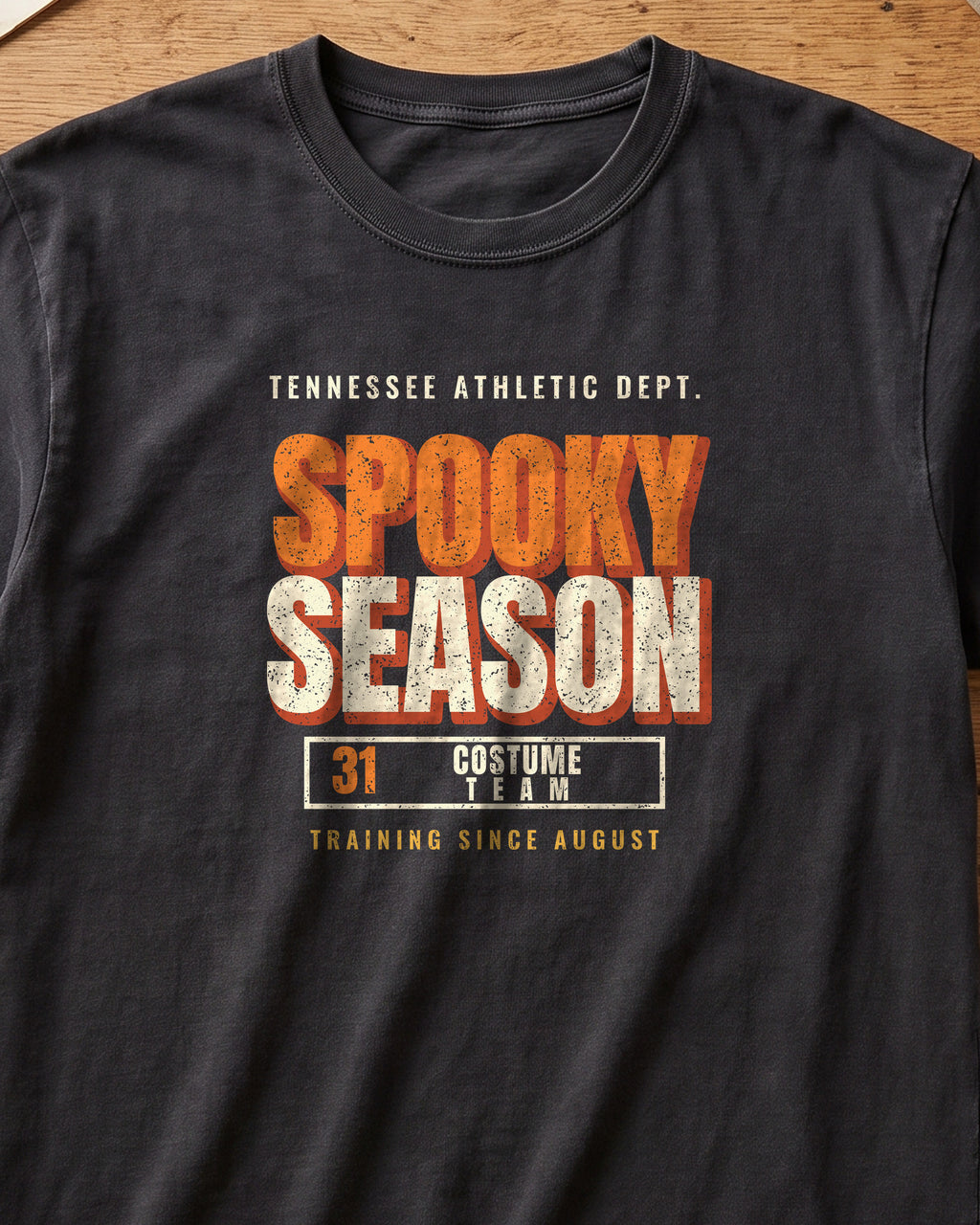 Tennessee Spooky Season Athletic Dept. T-Shirt (close-up)