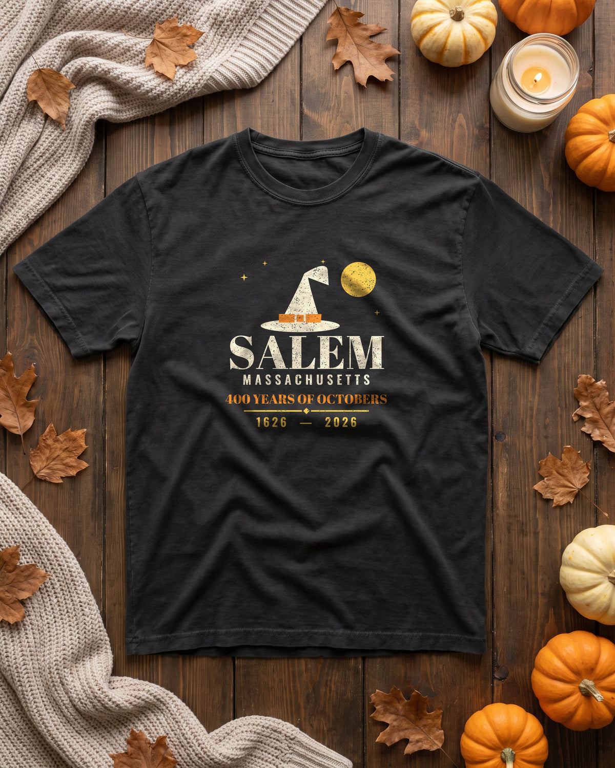 Salem Massachusetts 400 Years Witch Hat T-Shirt (photo)