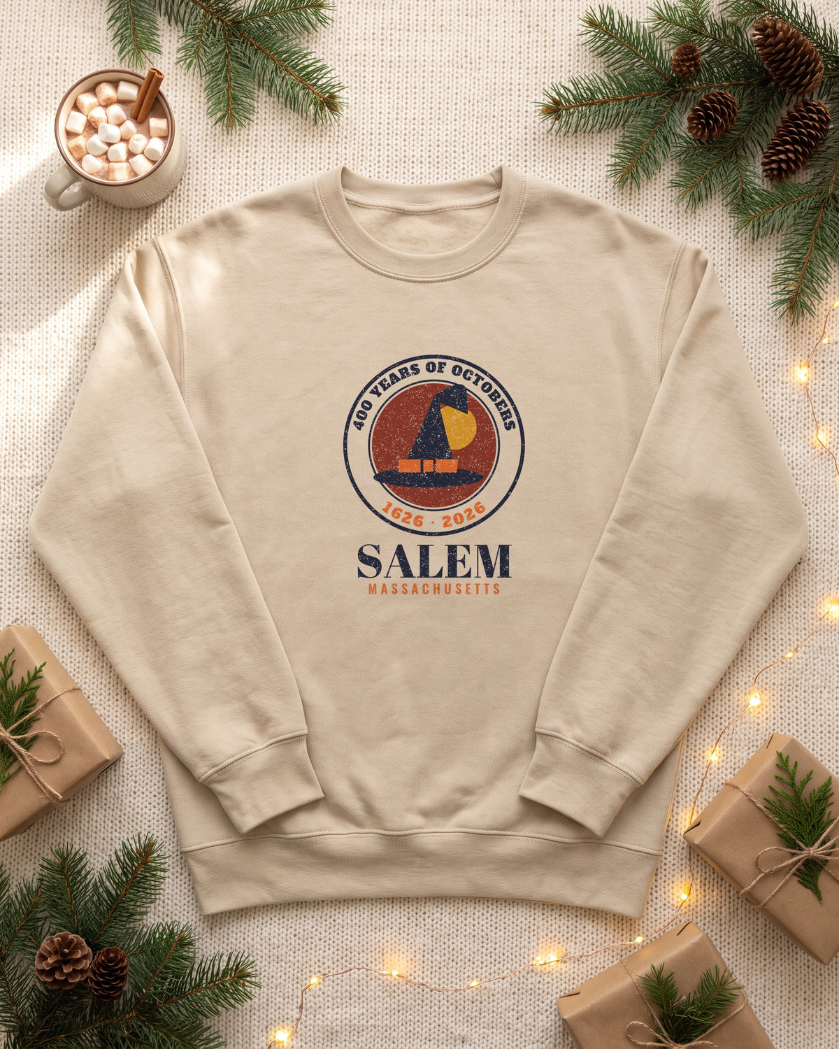 Salem 400 Years 1626-2026 Seal Crewneck Sweatshirt (photo)