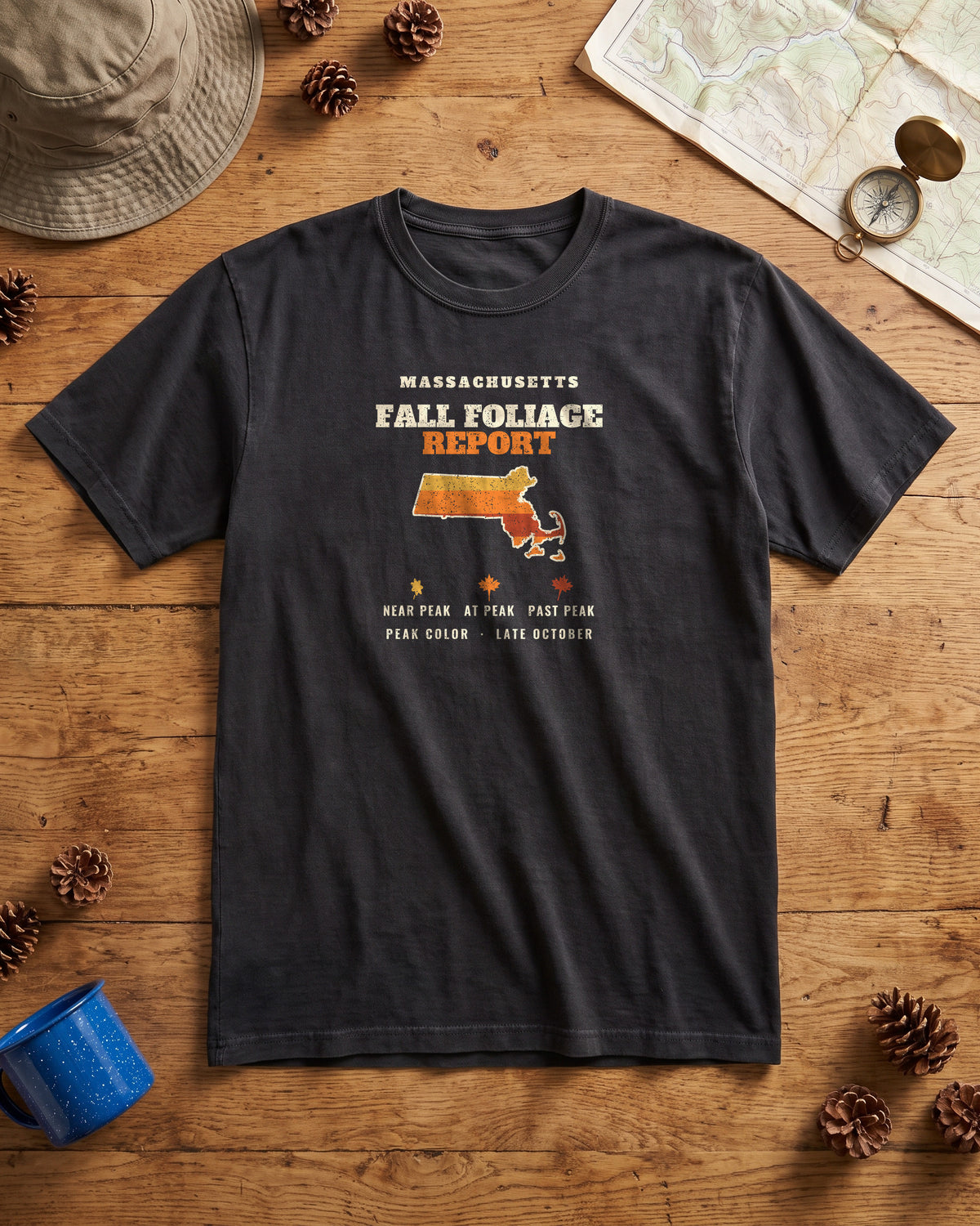 Massachusetts Fall Foliage Report Map T-Shirt (photo)