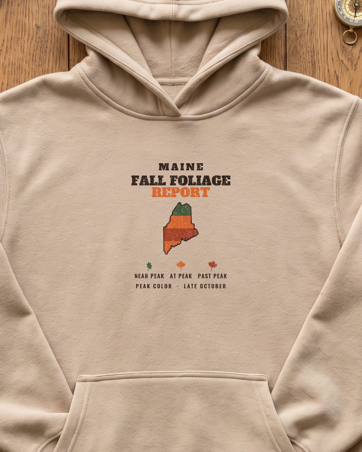 Maine Fall Foliage Report Map Hoodie (close-up)