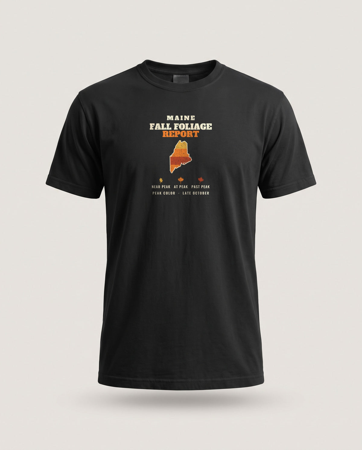 Maine Fall Foliage Report Map T-Shirt — Black (mockup)
