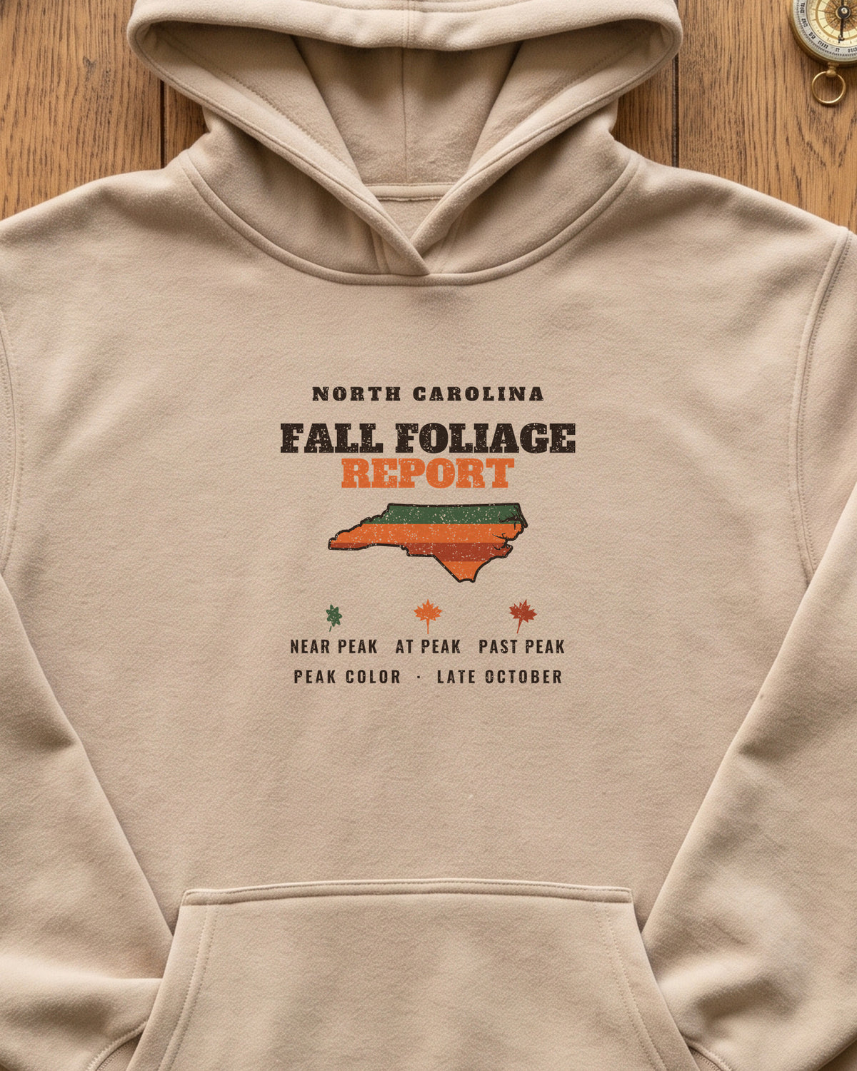 North Carolina Fall Foliage Report Map Hoodie (close-up)
