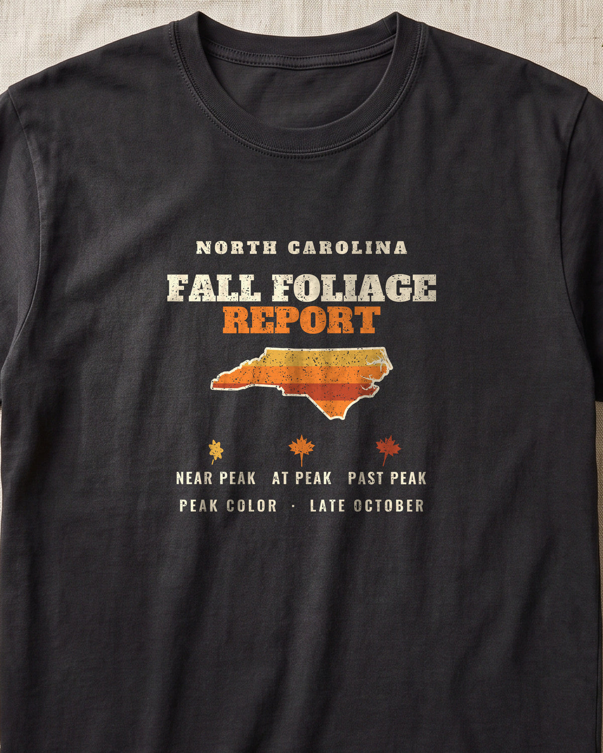 North Carolina Fall Foliage Report Map T-Shirt (close-up)