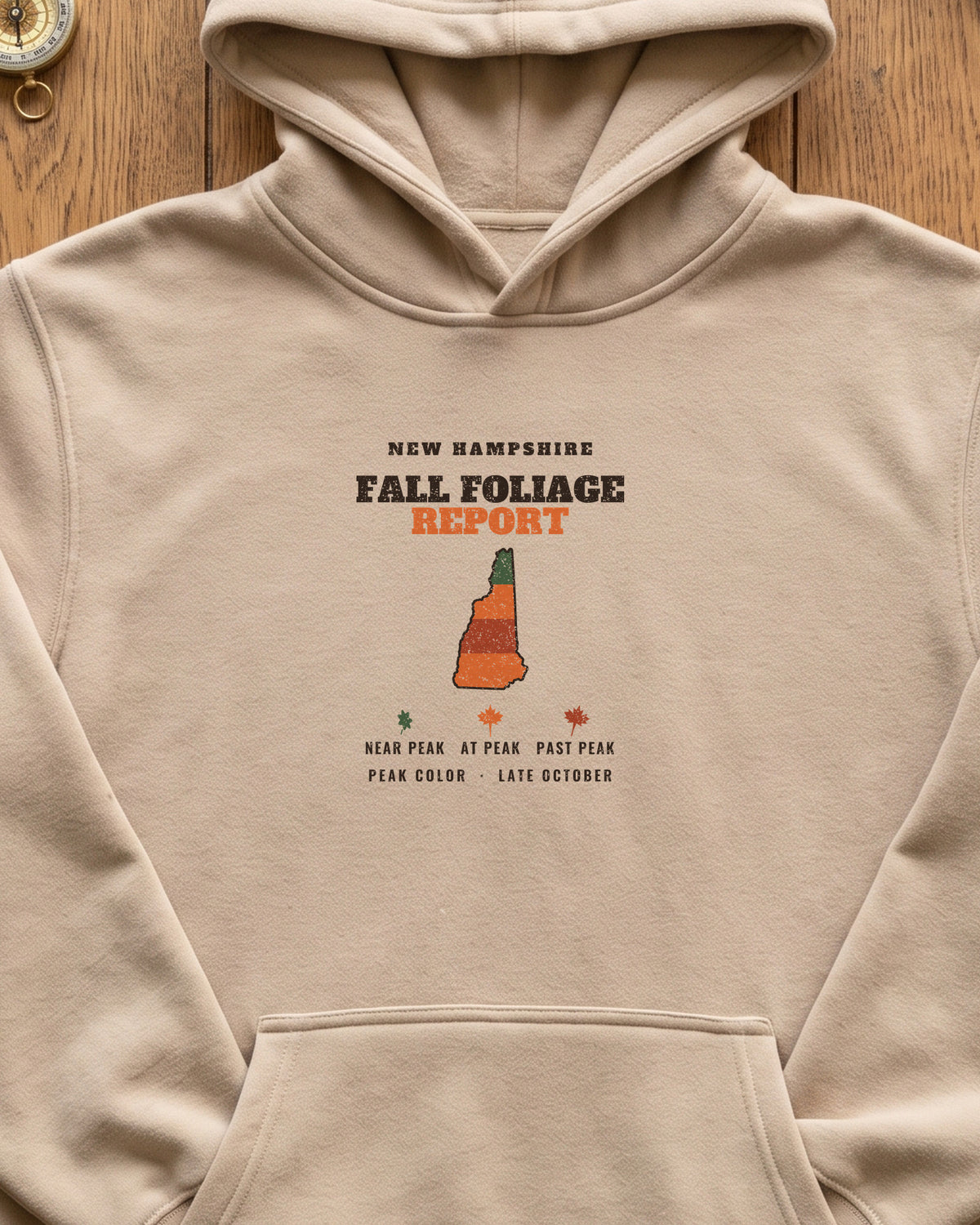 New Hampshire Fall Foliage Report Map Hoodie (close-up)
