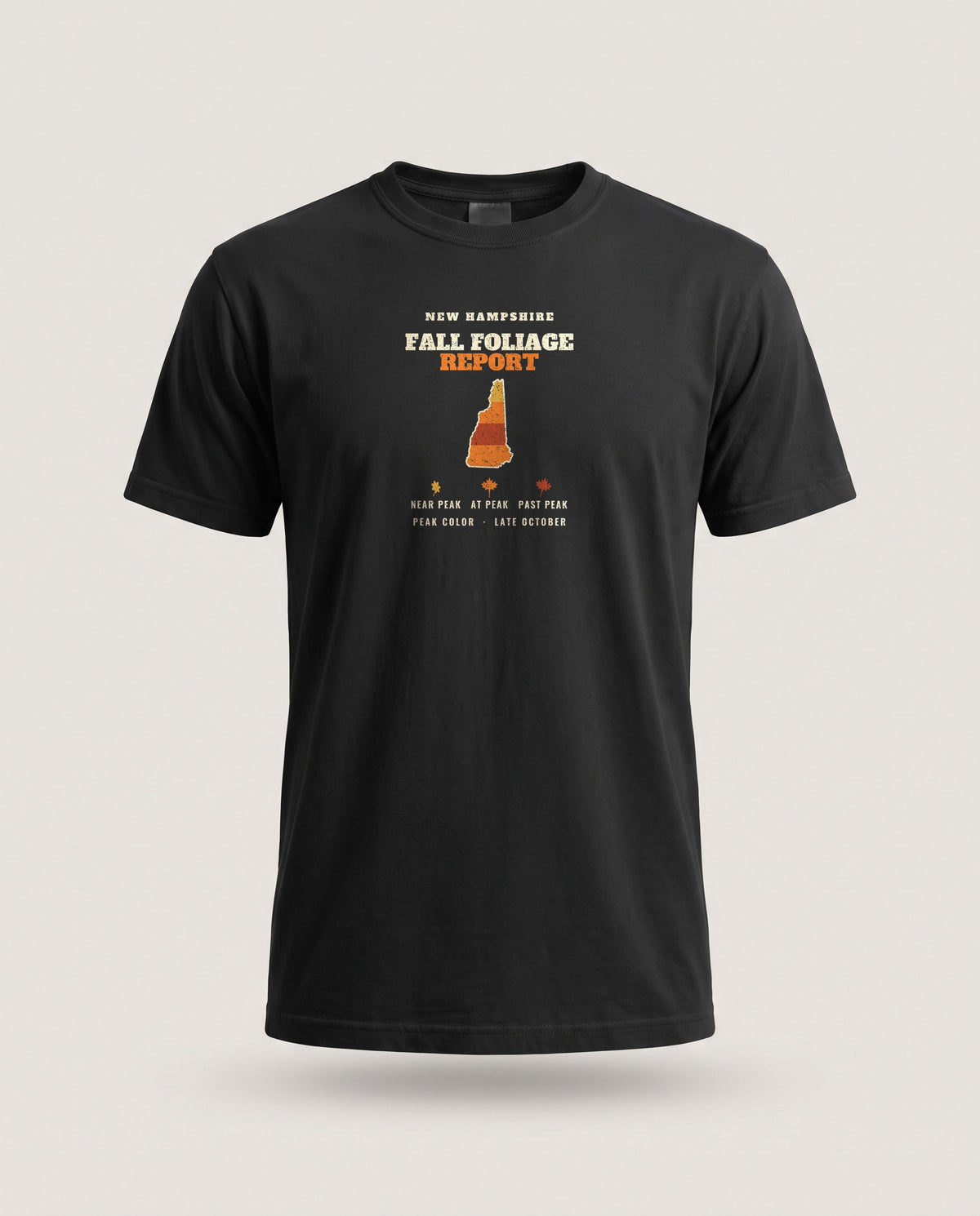 New Hampshire Fall Foliage Report Map T-Shirt — Black (mockup)