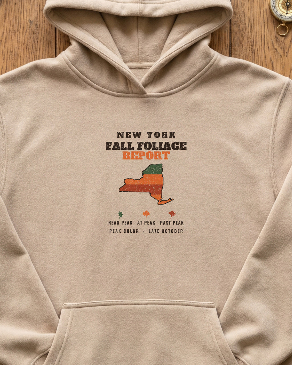 New York Fall Foliage Report Map Hoodie (close-up)
