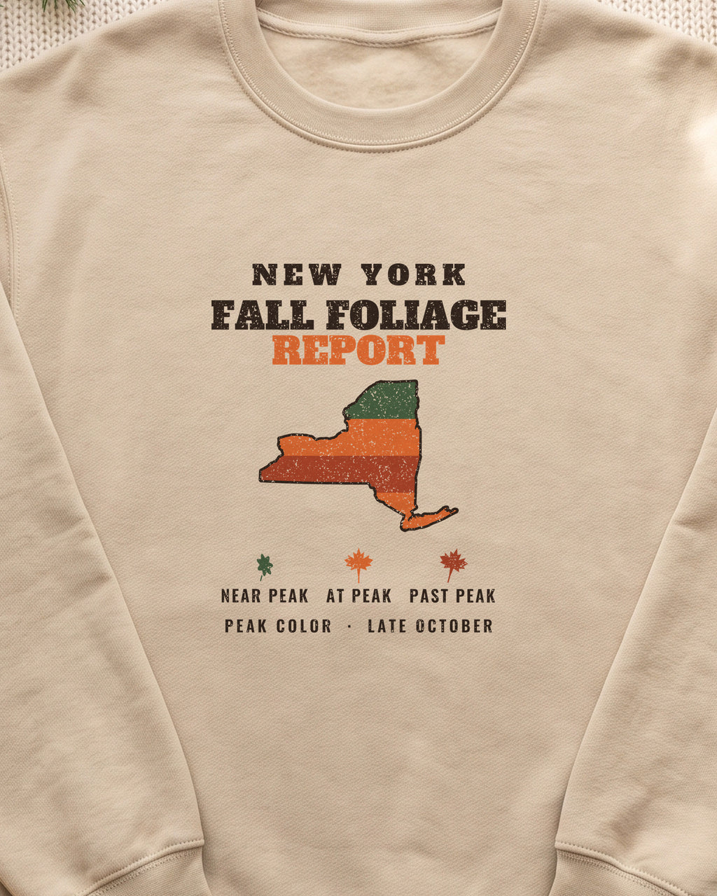 New York Fall Foliage Report Map Crewneck Sweatshirt (close-up)