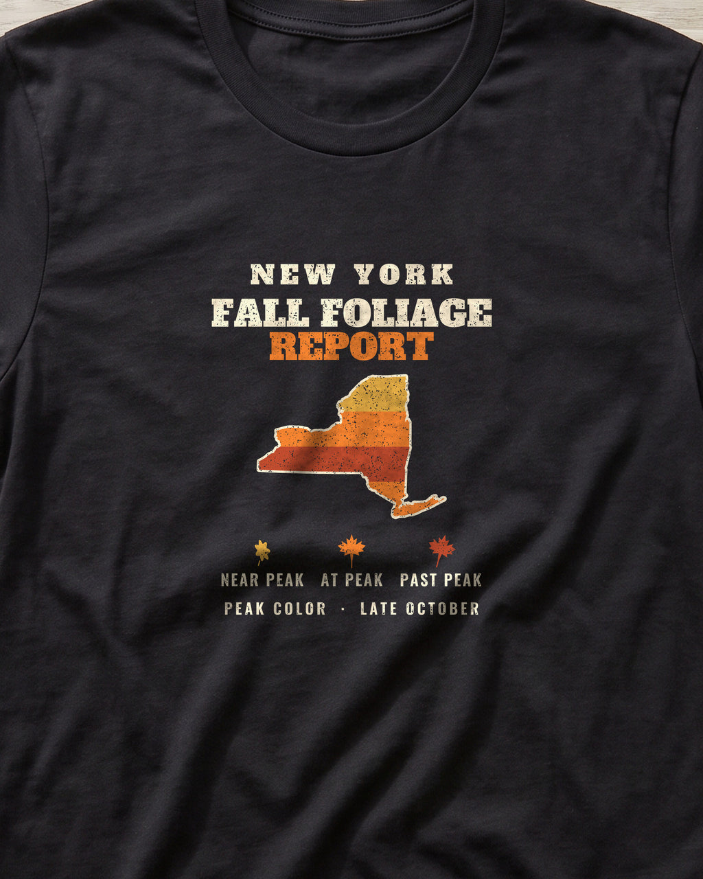New York Fall Foliage Report Map T-Shirt (close-up)
