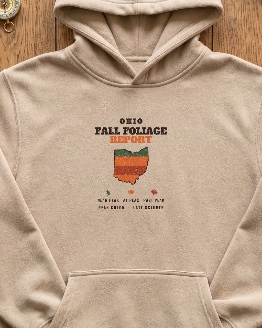 Ohio Fall Foliage Report Map Hoodie (close-up)