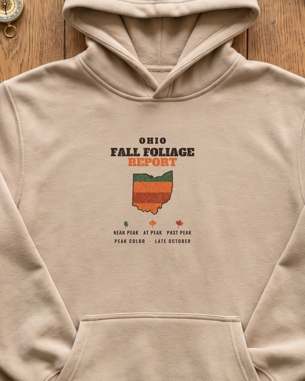 Ohio Fall Foliage Report Map Hoodie (close-up)