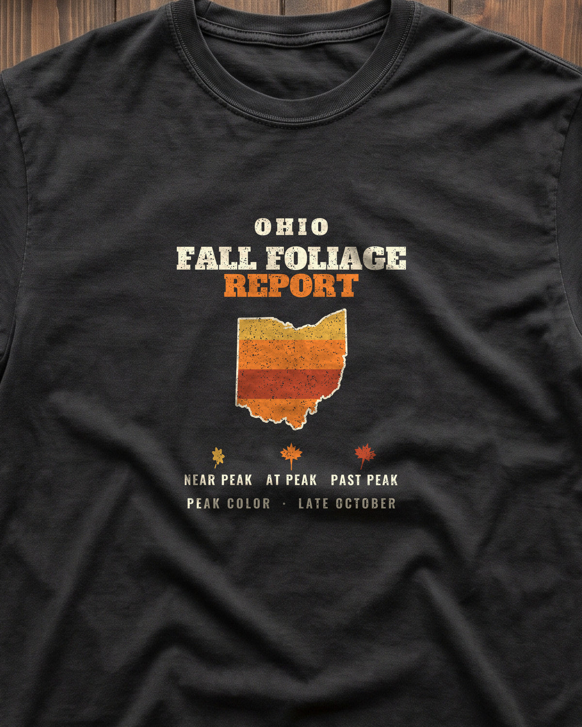 Ohio Fall Foliage Report Map T-Shirt (close-up)