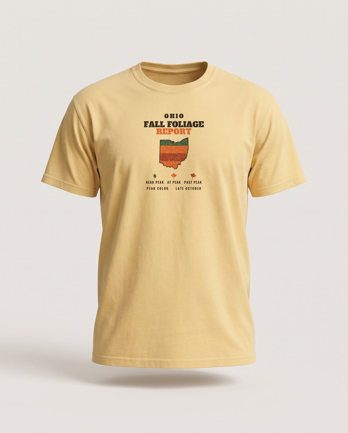 Ohio Fall Foliage Report Map T-Shirt — Butter (mockup)