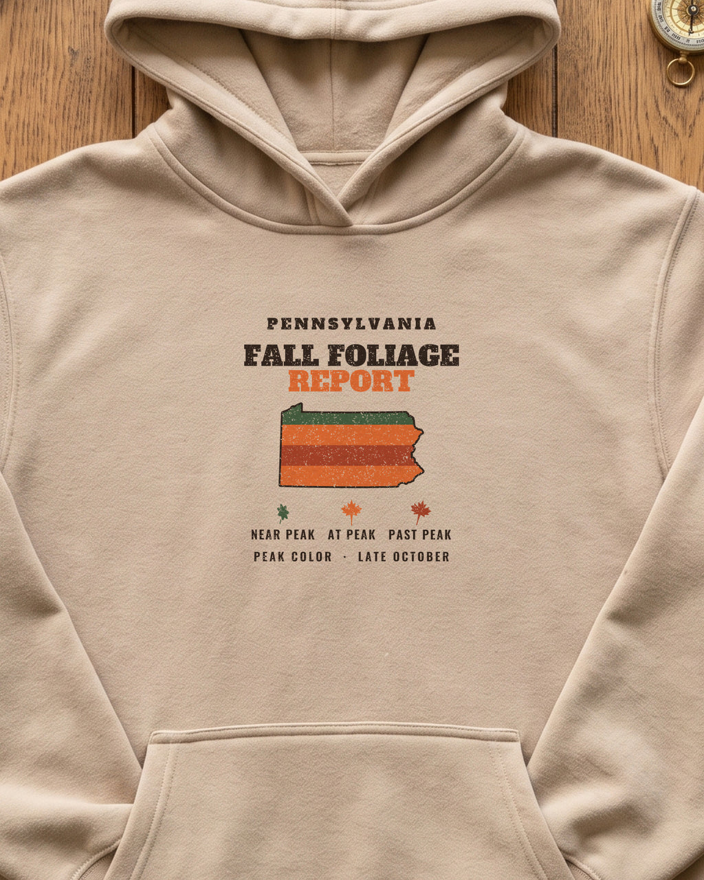 Pennsylvania Fall Foliage Report Map Hoodie (close-up)