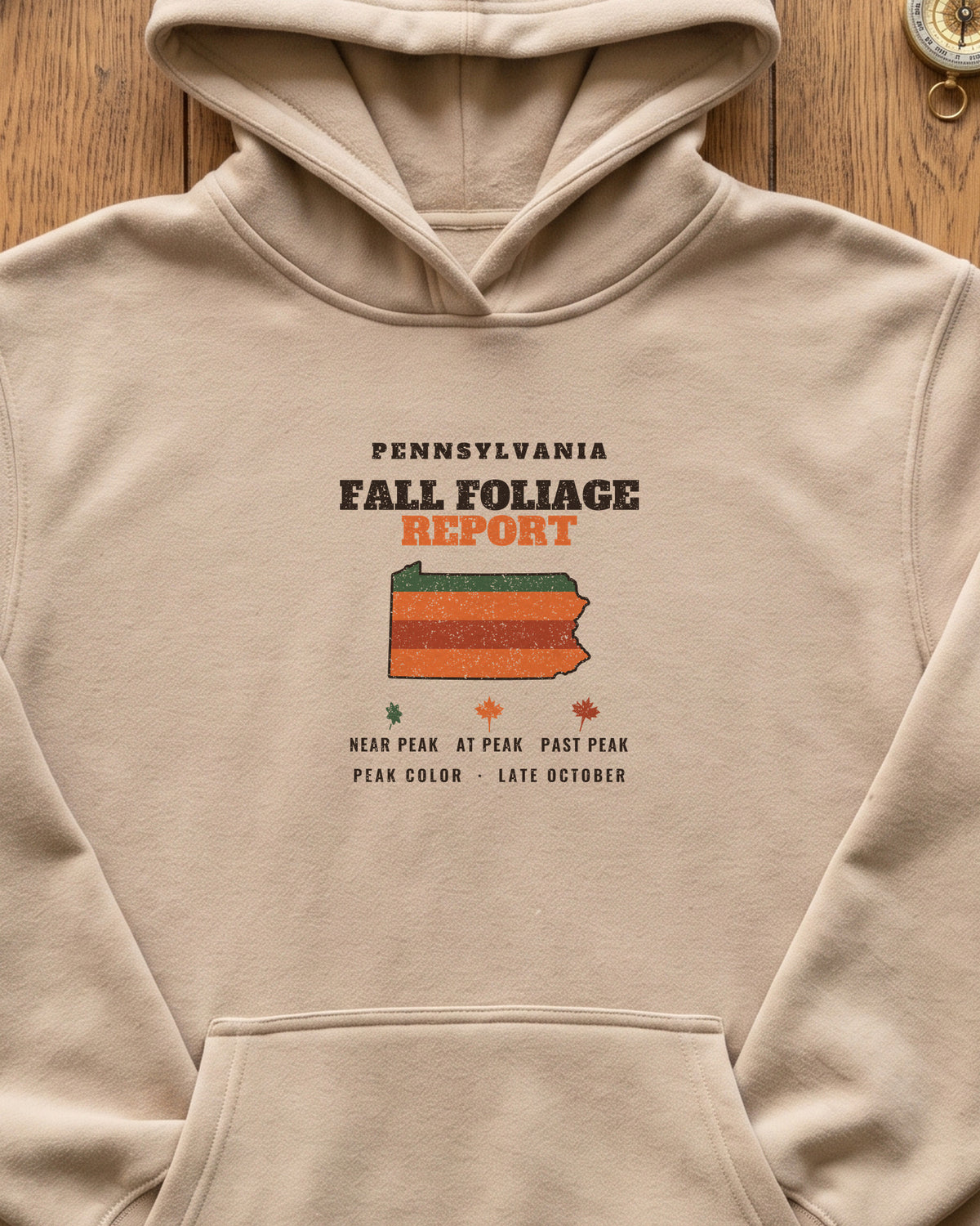 Pennsylvania Fall Foliage Report Map Hoodie (close-up)