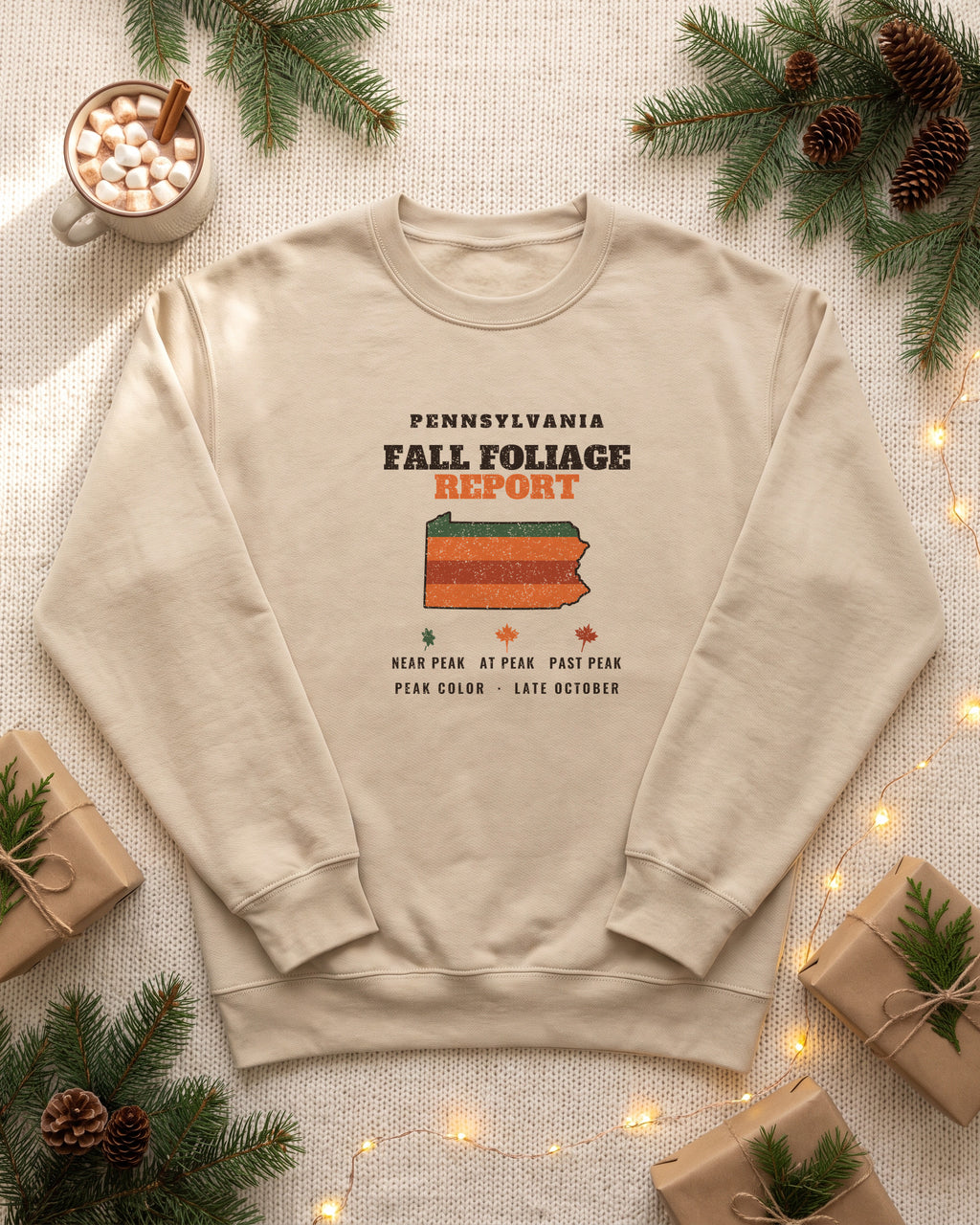 Pennsylvania Fall Foliage Report Map Crewneck Sweatshirt (photo)