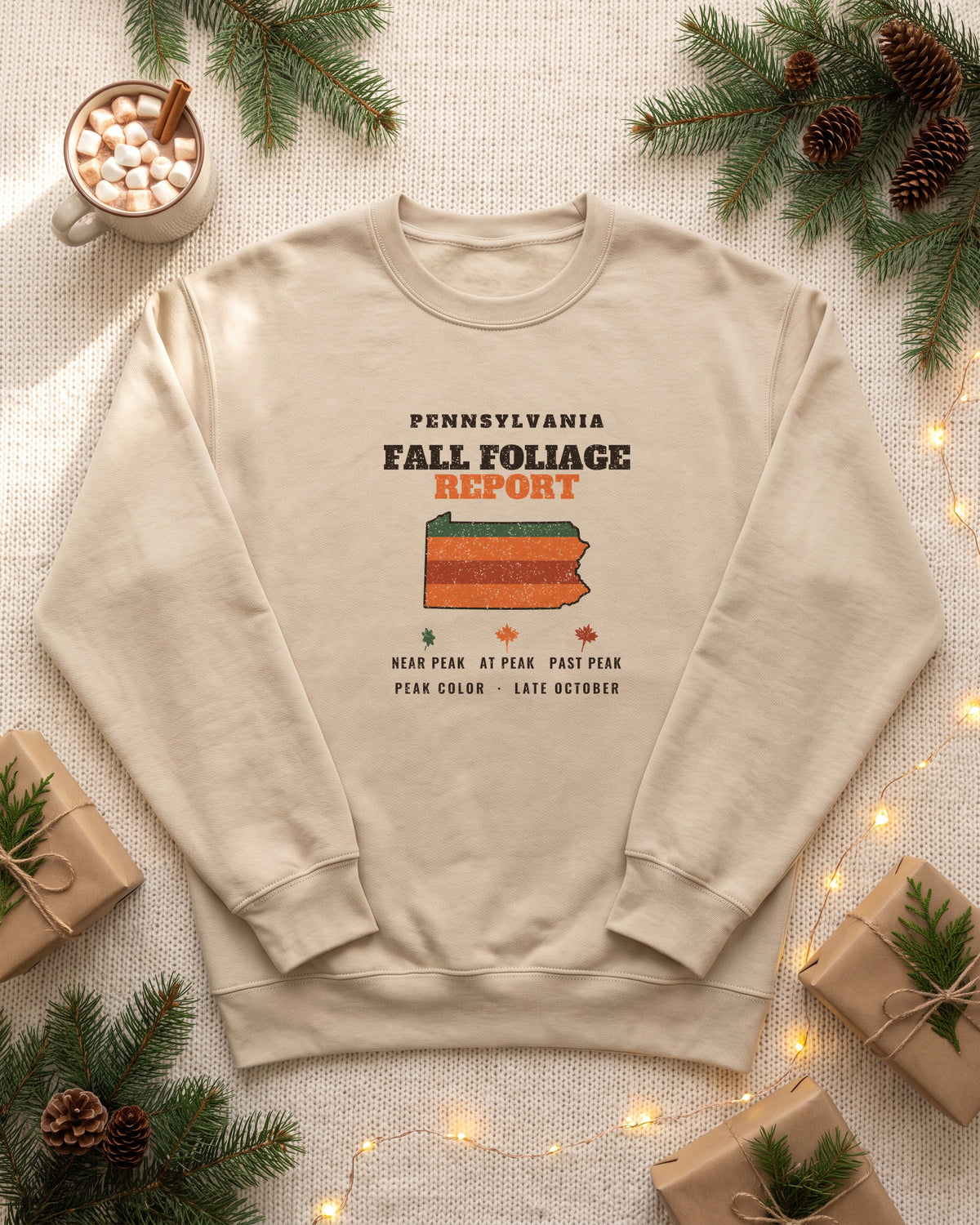 Pennsylvania Fall Foliage Report Map Crewneck Sweatshirt (photo)
