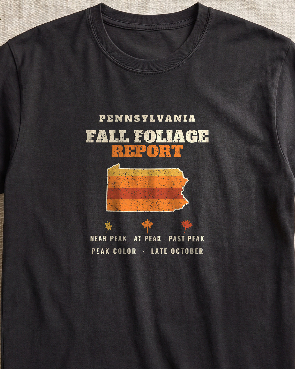 Pennsylvania Fall Foliage Report Map T-Shirt (close-up)