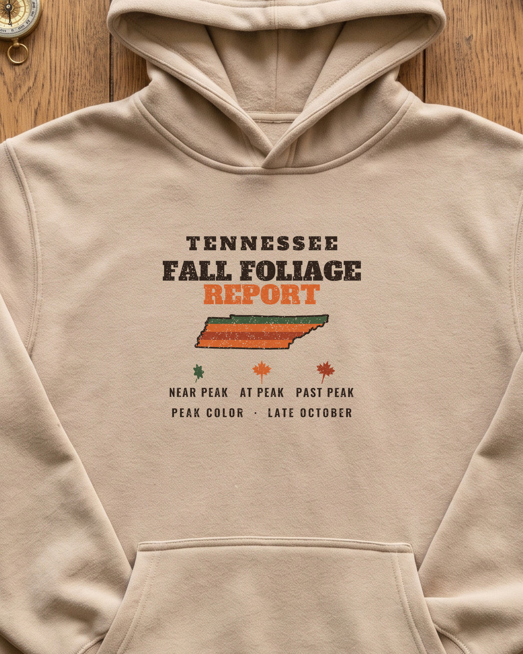 Tennessee Fall Foliage Report Map Hoodie (close-up)