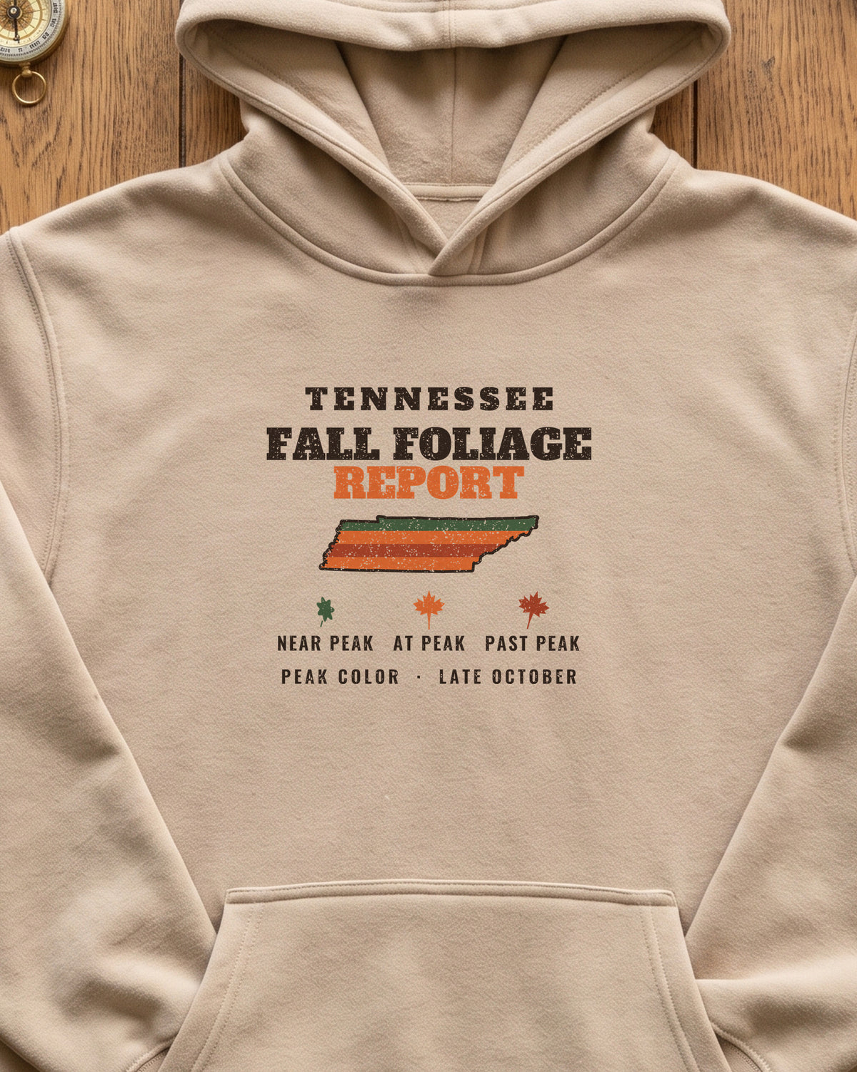 Tennessee Fall Foliage Report Map Hoodie (close-up)