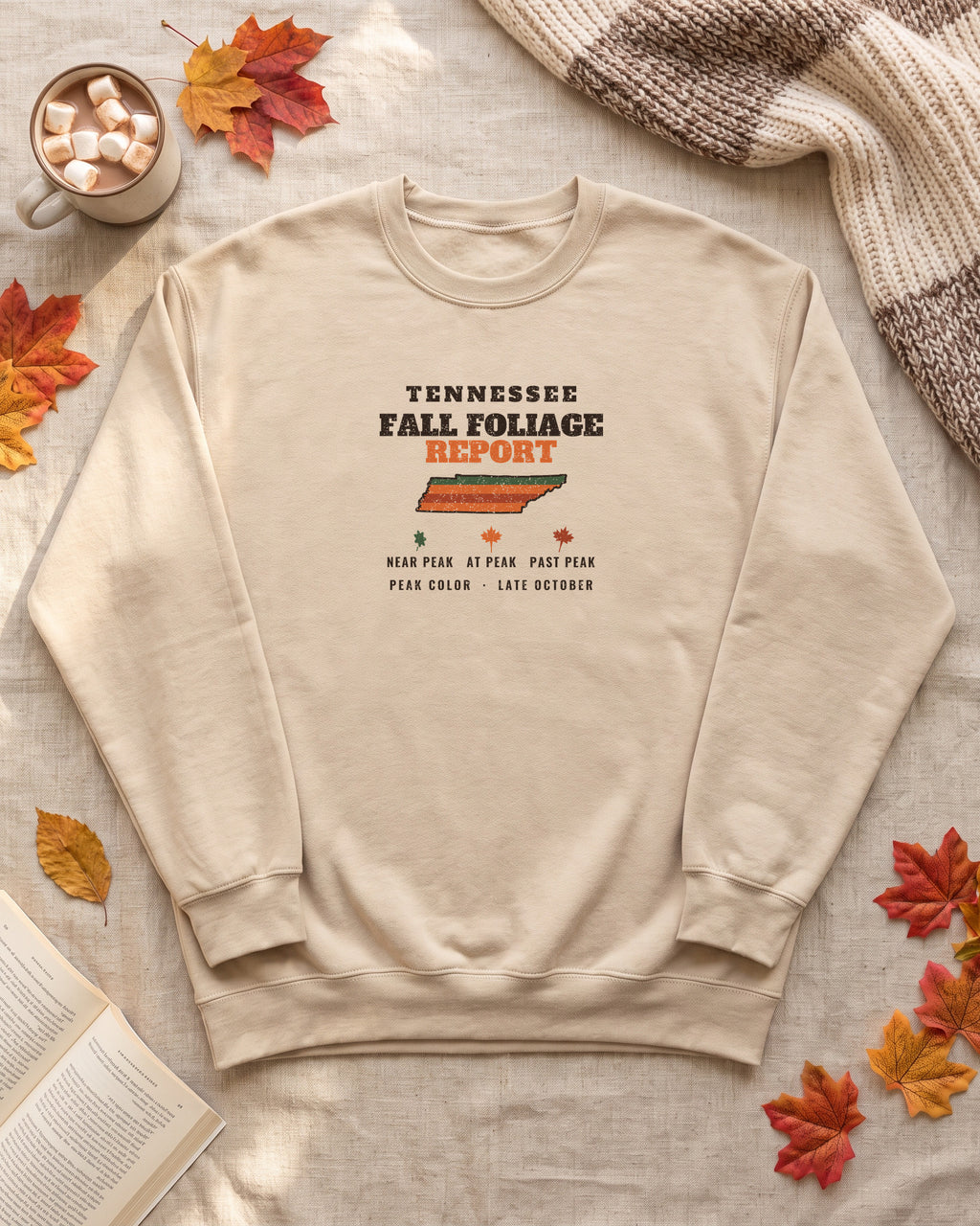 Tennessee Fall Foliage Report Map Crewneck Sweatshirt (photo)