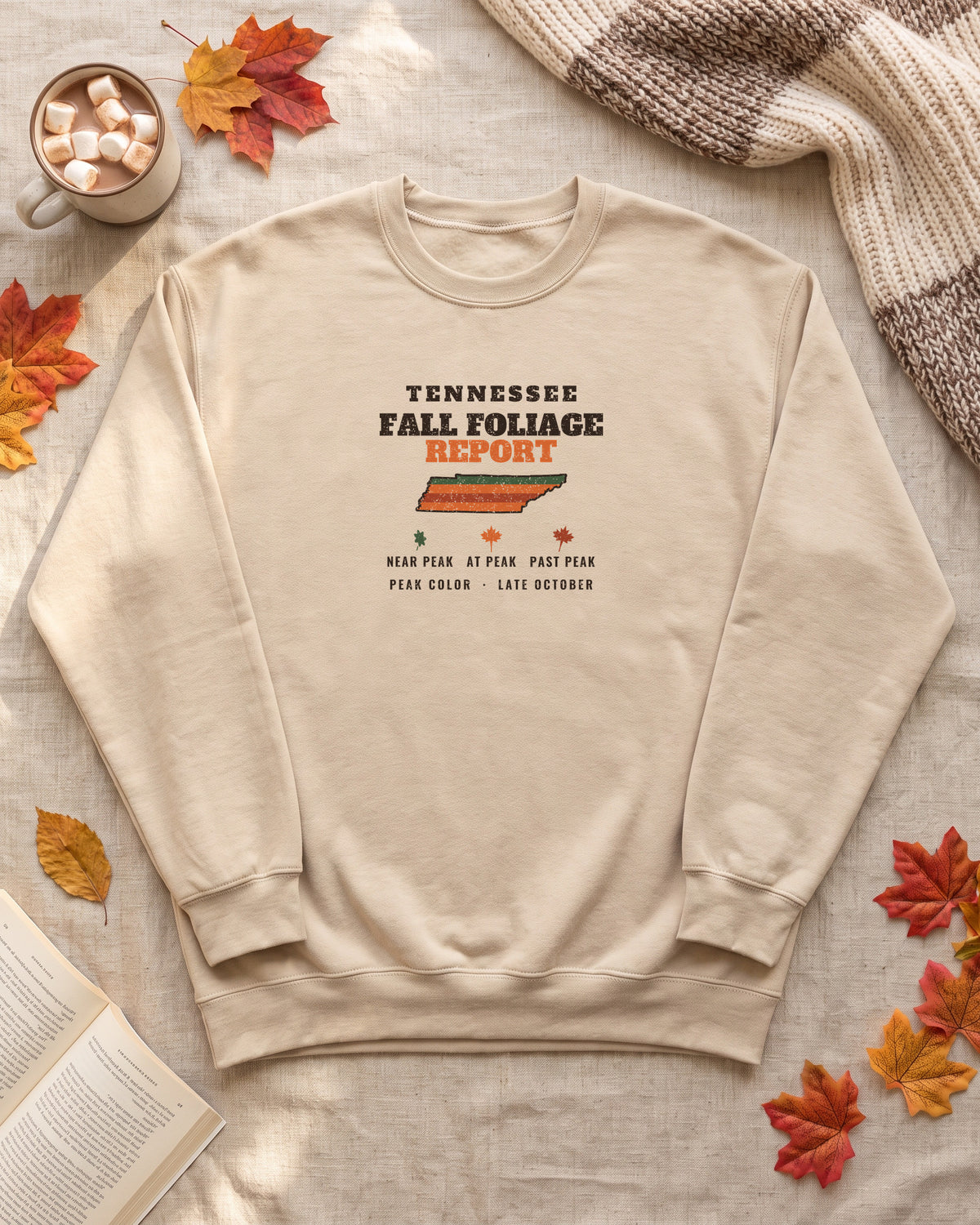 Tennessee Fall Foliage Report Map Crewneck Sweatshirt (photo)