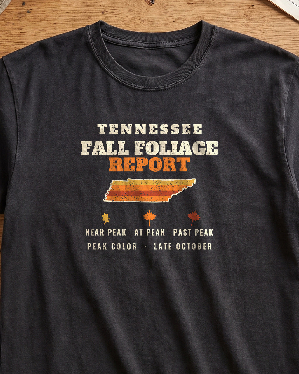 Tennessee Fall Foliage Report Map T-Shirt (close-up)