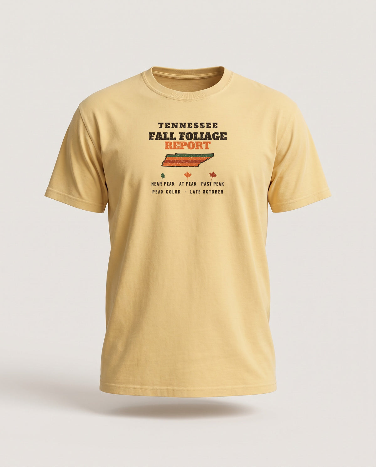 Tennessee Fall Foliage Report Map T-Shirt — Butter (mockup)