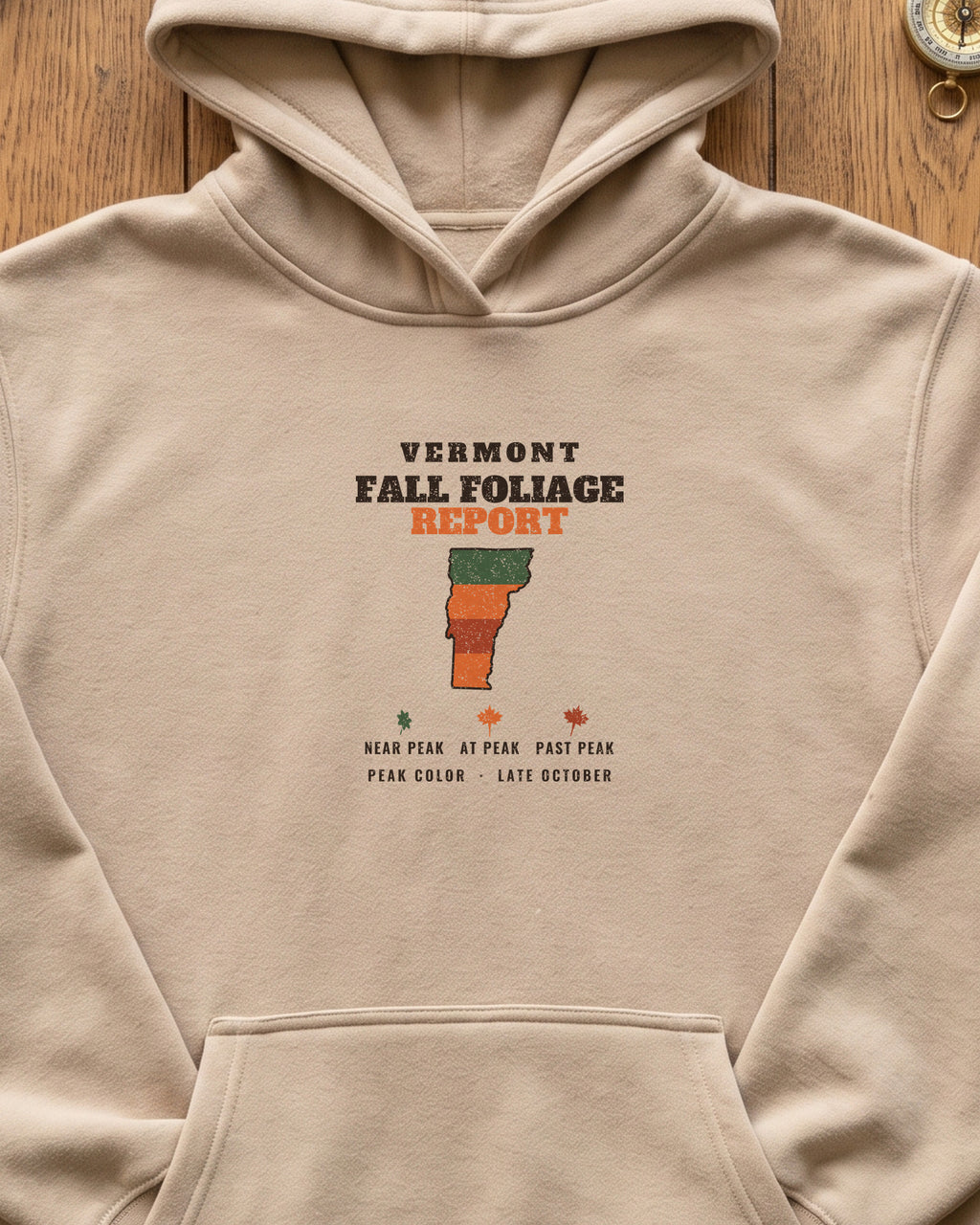 Vermont Fall Foliage Report Map Hoodie (close-up)