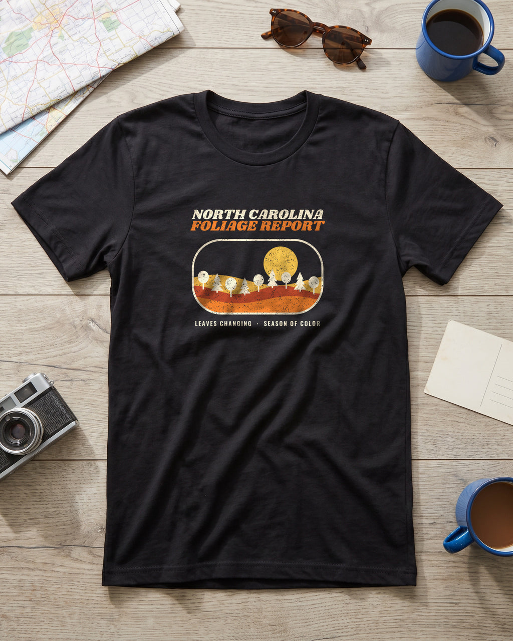 North Carolina Foliage Report Retro Landscape T-Shirt (photo)