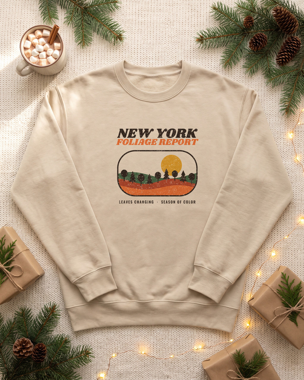 New York Foliage Report Retro Landscape Crewneck Sweatshirt (photo)