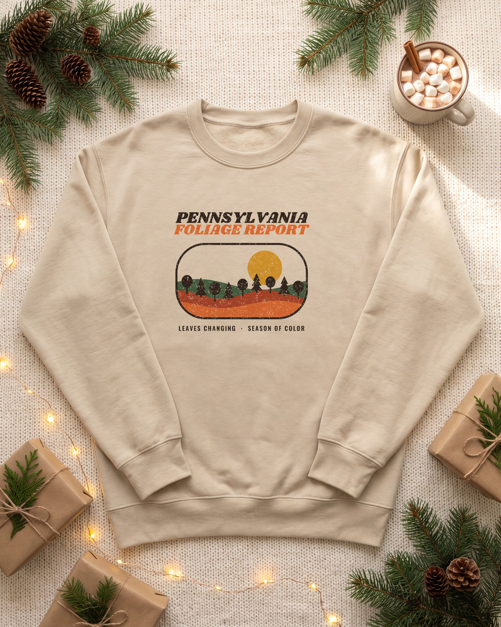 Pennsylvania Foliage Report Retro Landscape Crewneck Sweatshirt (photo)