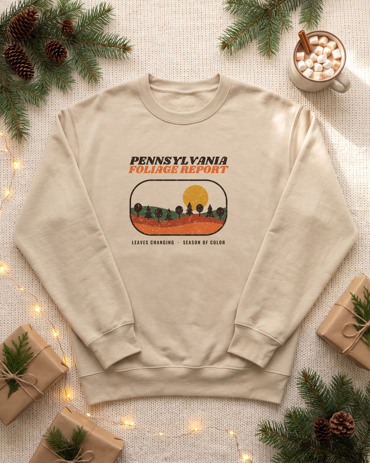 Pennsylvania Foliage Report Retro Landscape Crewneck Sweatshirt (photo)