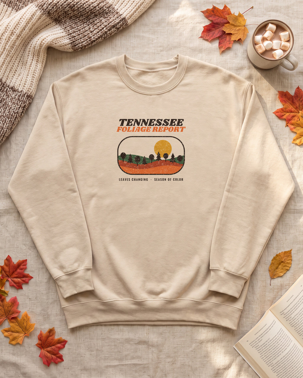 Tennessee Foliage Report Retro Landscape Crewneck Sweatshirt (photo)