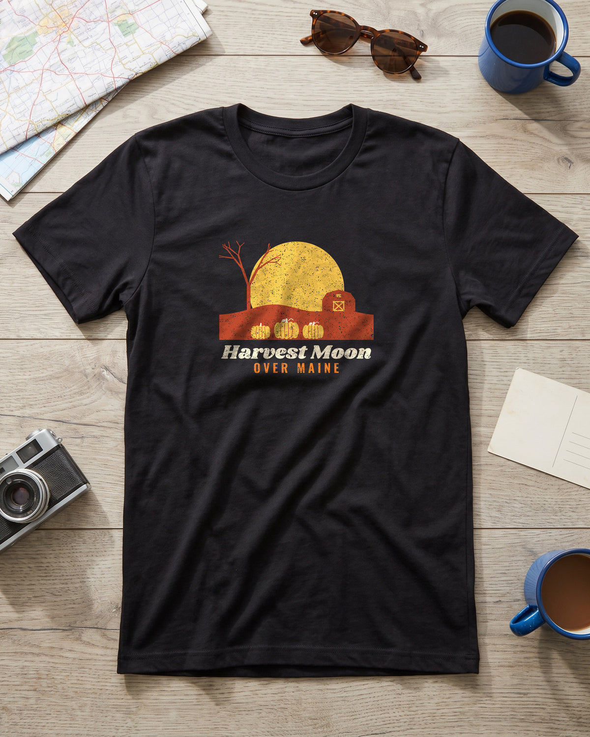 Harvest Moon Over Maine Barn T-Shirt (photo)