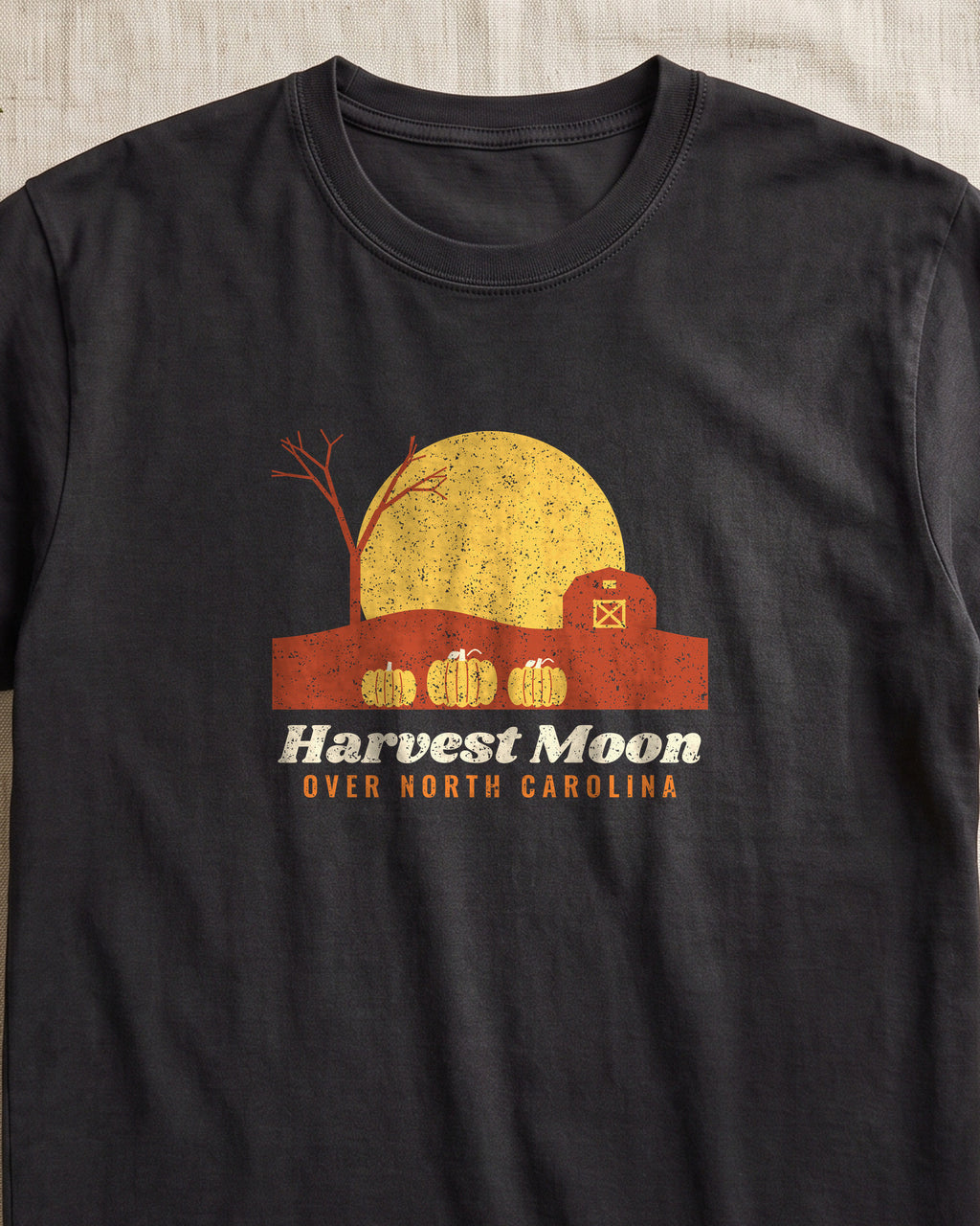 Harvest Moon Over North Carolina Barn T-Shirt (close-up)