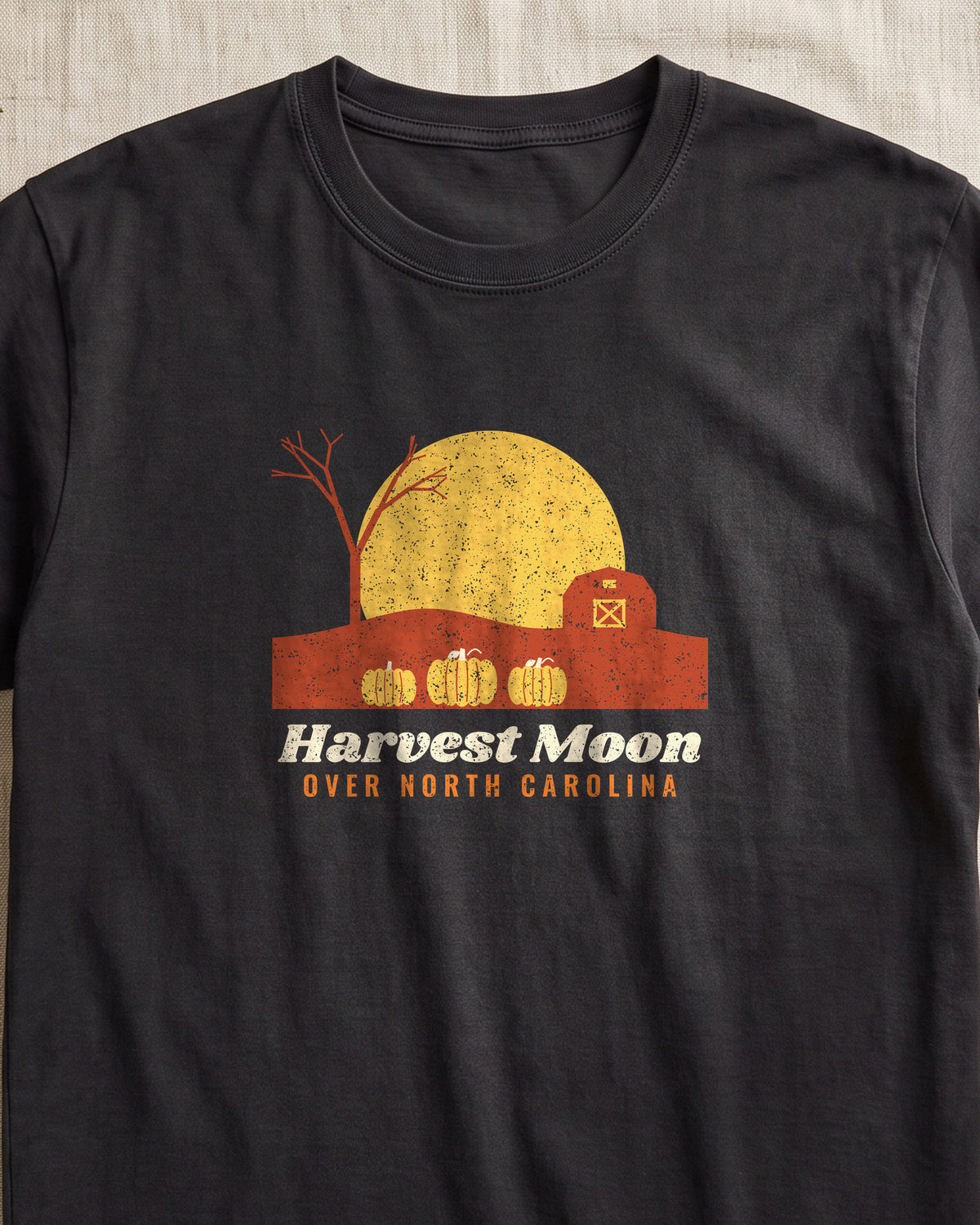 Harvest Moon Over North Carolina Barn T-Shirt (close-up)