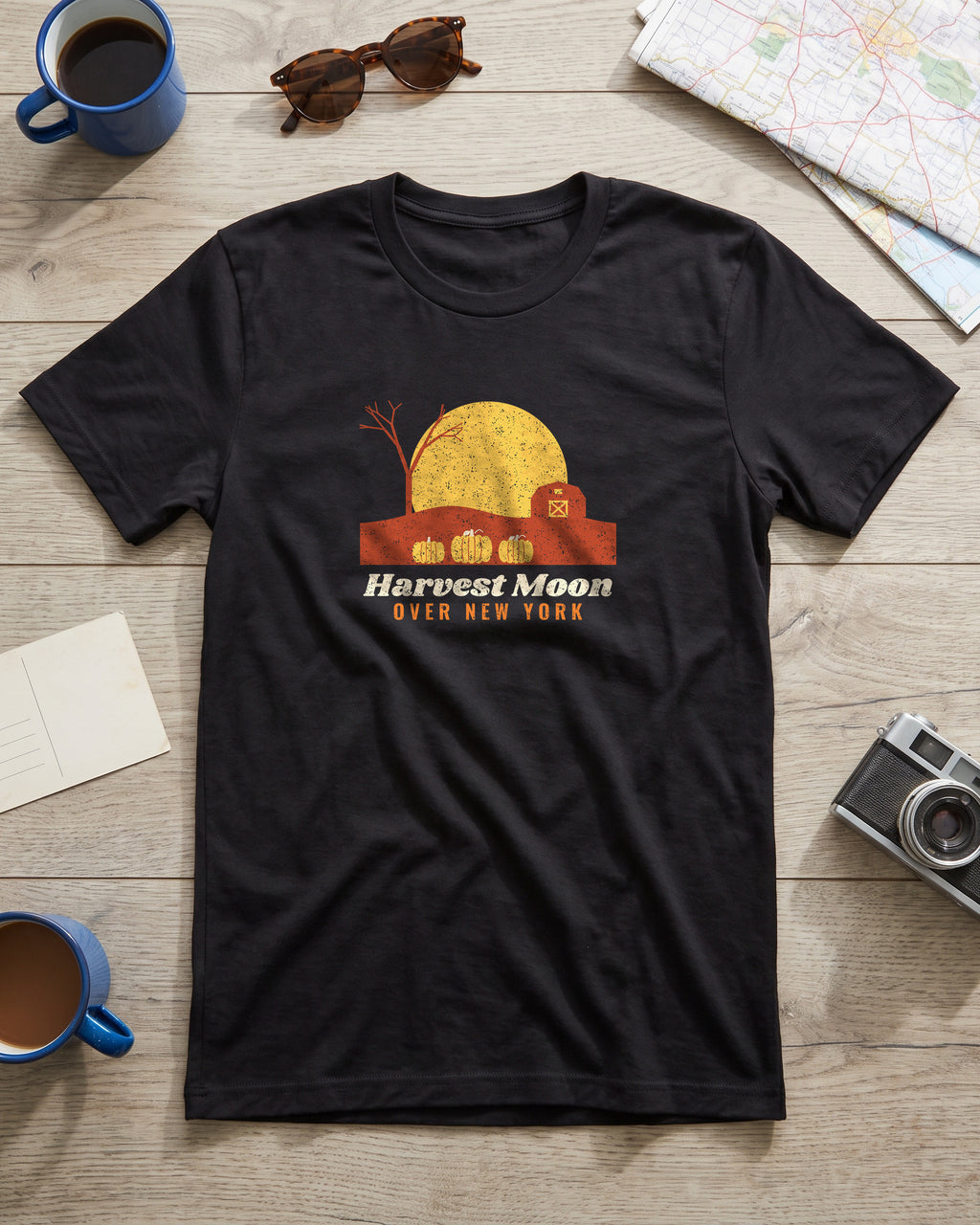Harvest Moon Over New York Barn T-Shirt (photo)