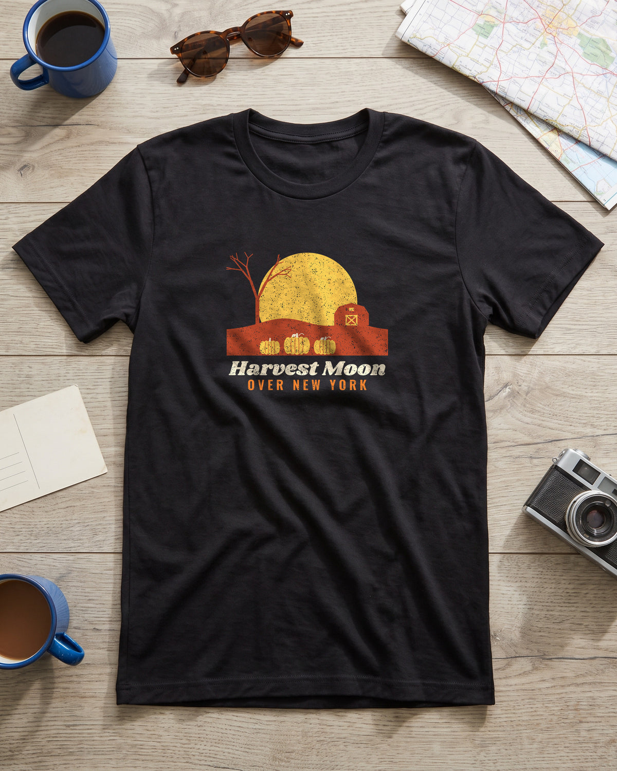 Harvest Moon Over New York Barn T-Shirt (photo)