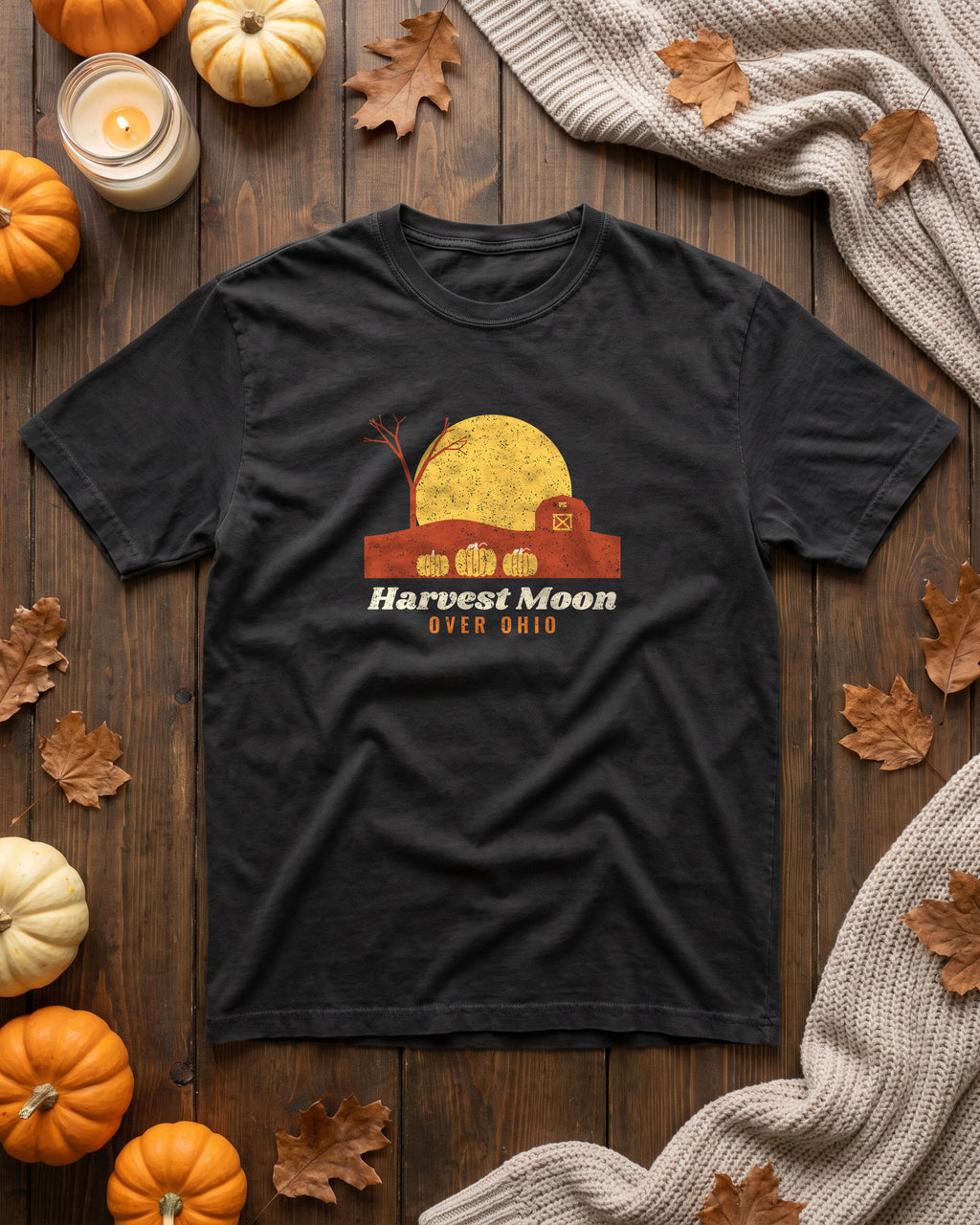 Harvest Moon Over Ohio Barn T-Shirt (photo)