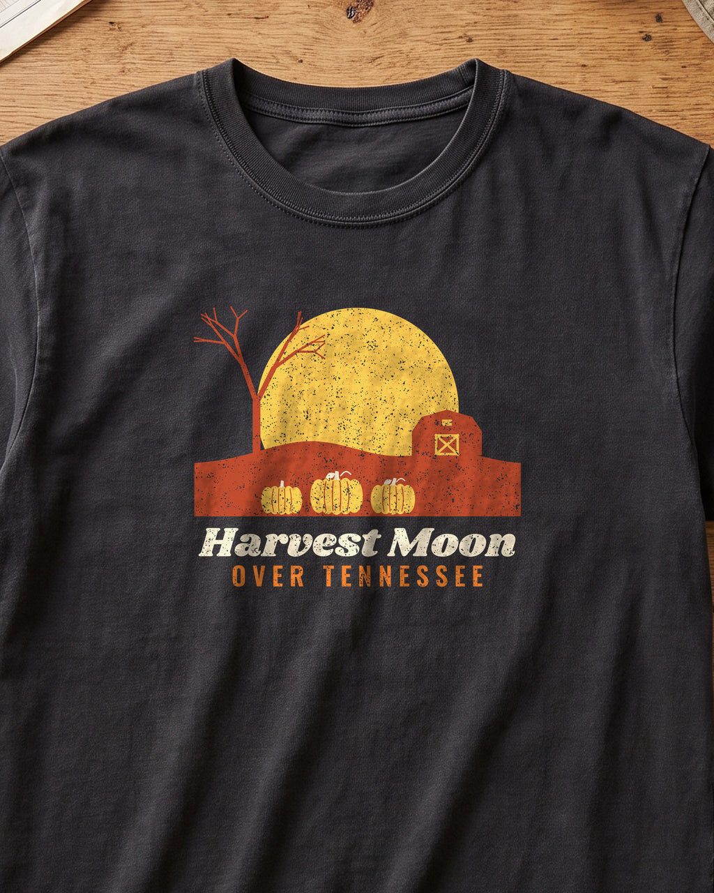 Harvest Moon Over Tennessee Barn T-Shirt (close-up)