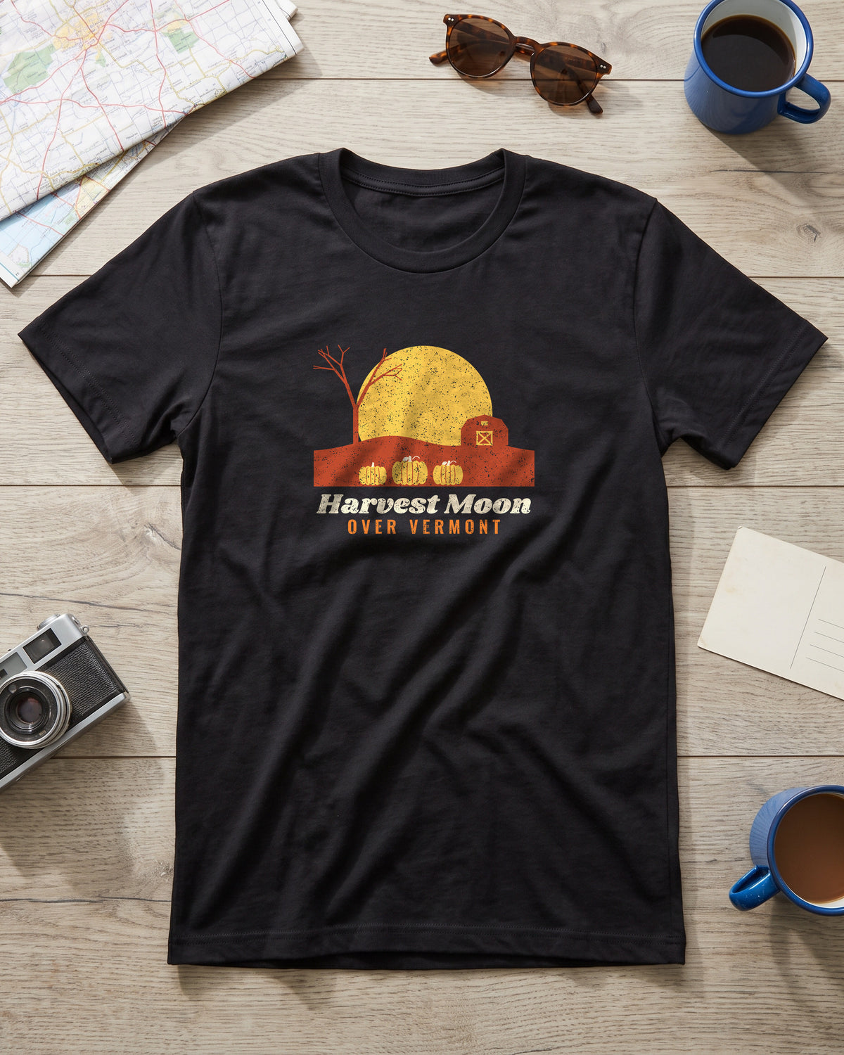 Harvest Moon Over Vermont Barn T-Shirt (photo)