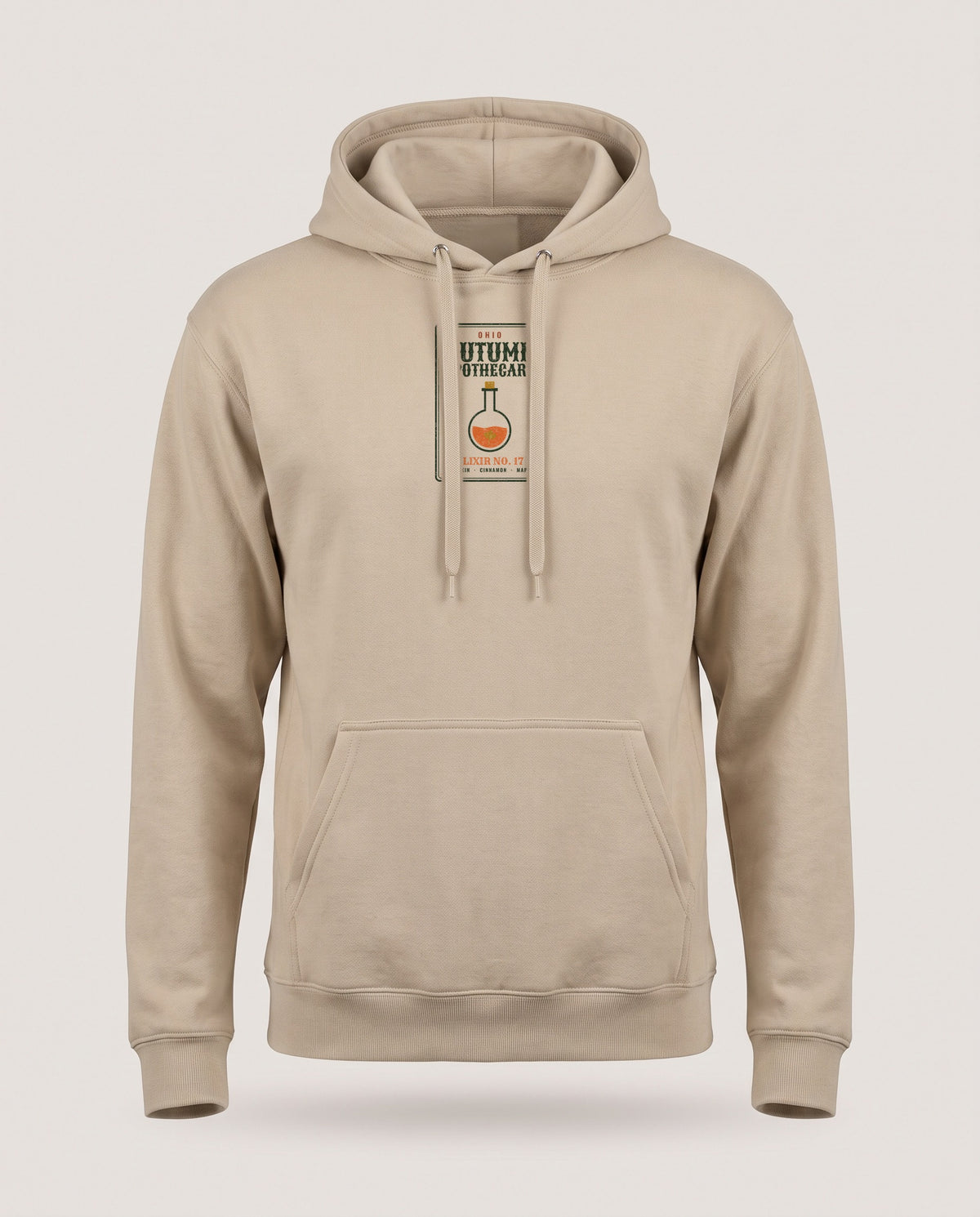 Ohio Autumn Apothecary Label Hoodie — Sand (mockup)