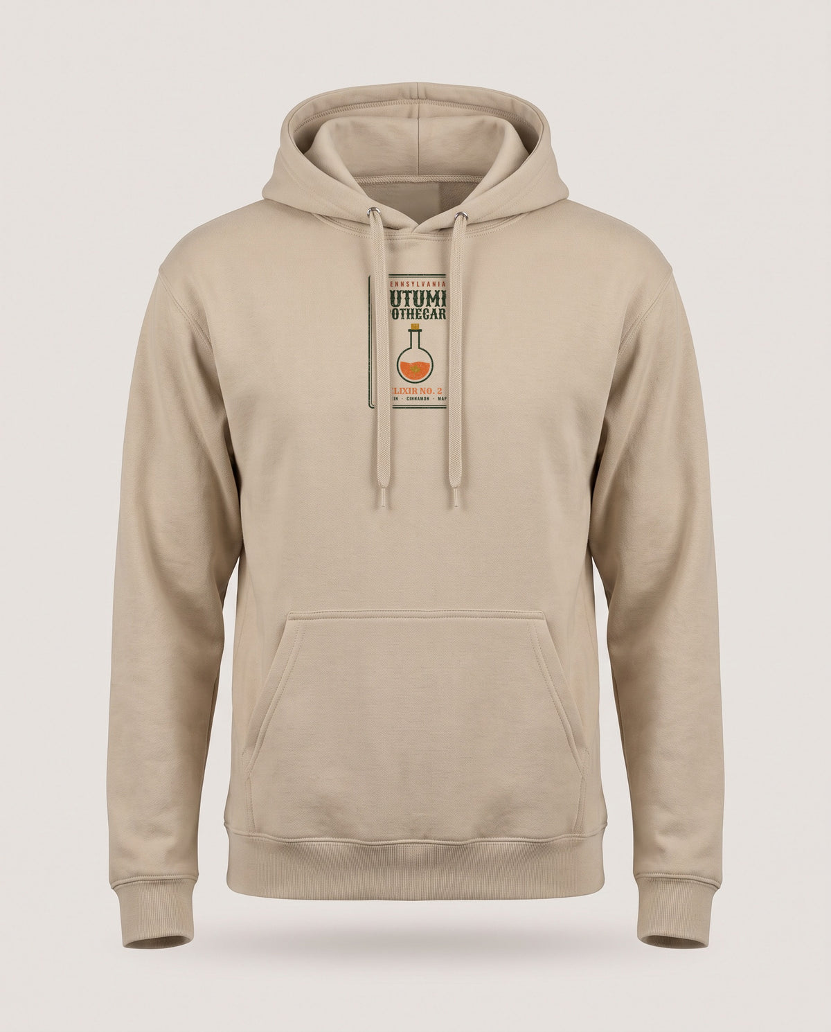 Pennsylvania Autumn Apothecary Label Hoodie — Sand (mockup)