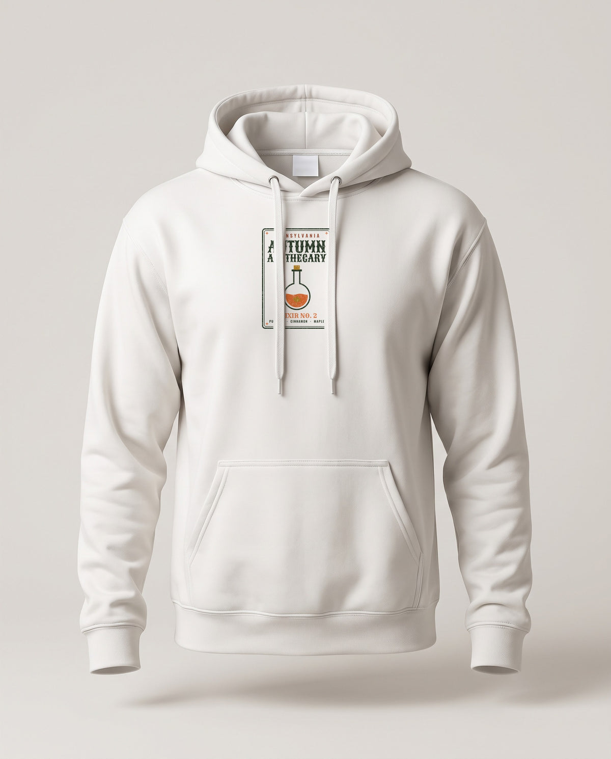 Pennsylvania Autumn Apothecary Label Hoodie — White (mockup)