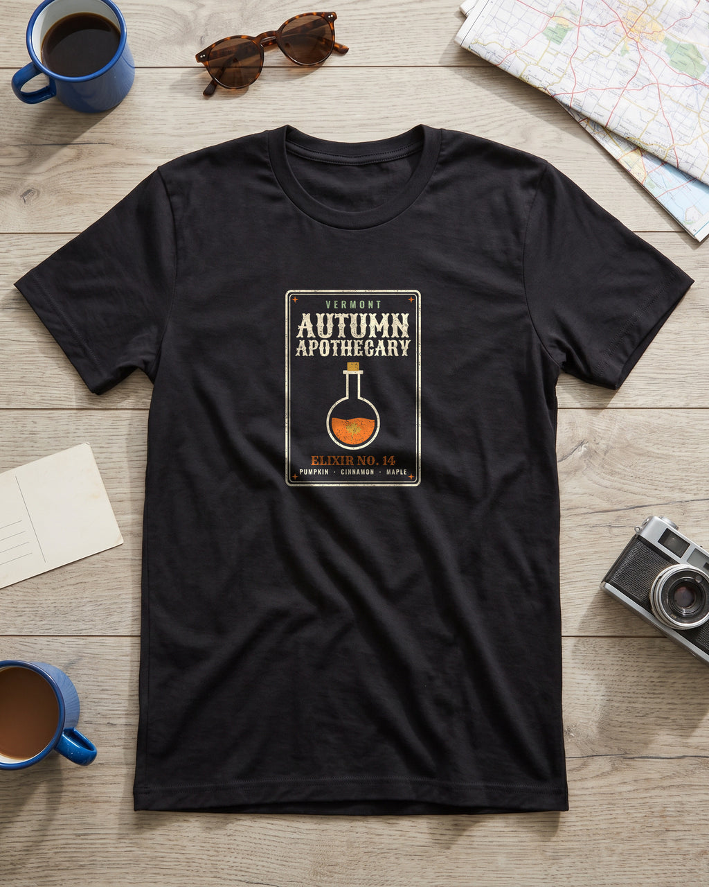 Vermont Autumn Apothecary Label T-Shirt (photo)