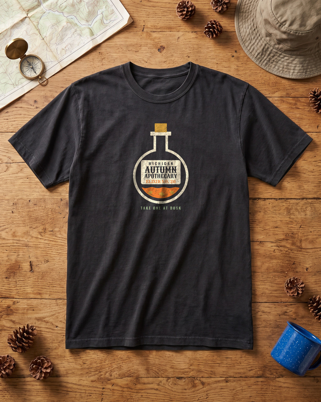 Michigan Autumn Apothecary Flask T-Shirt (photo)